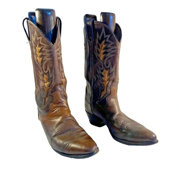 Dan Post Brown Leather Western Cowboy Boots Men's Size 10D - Picture 2 of 15